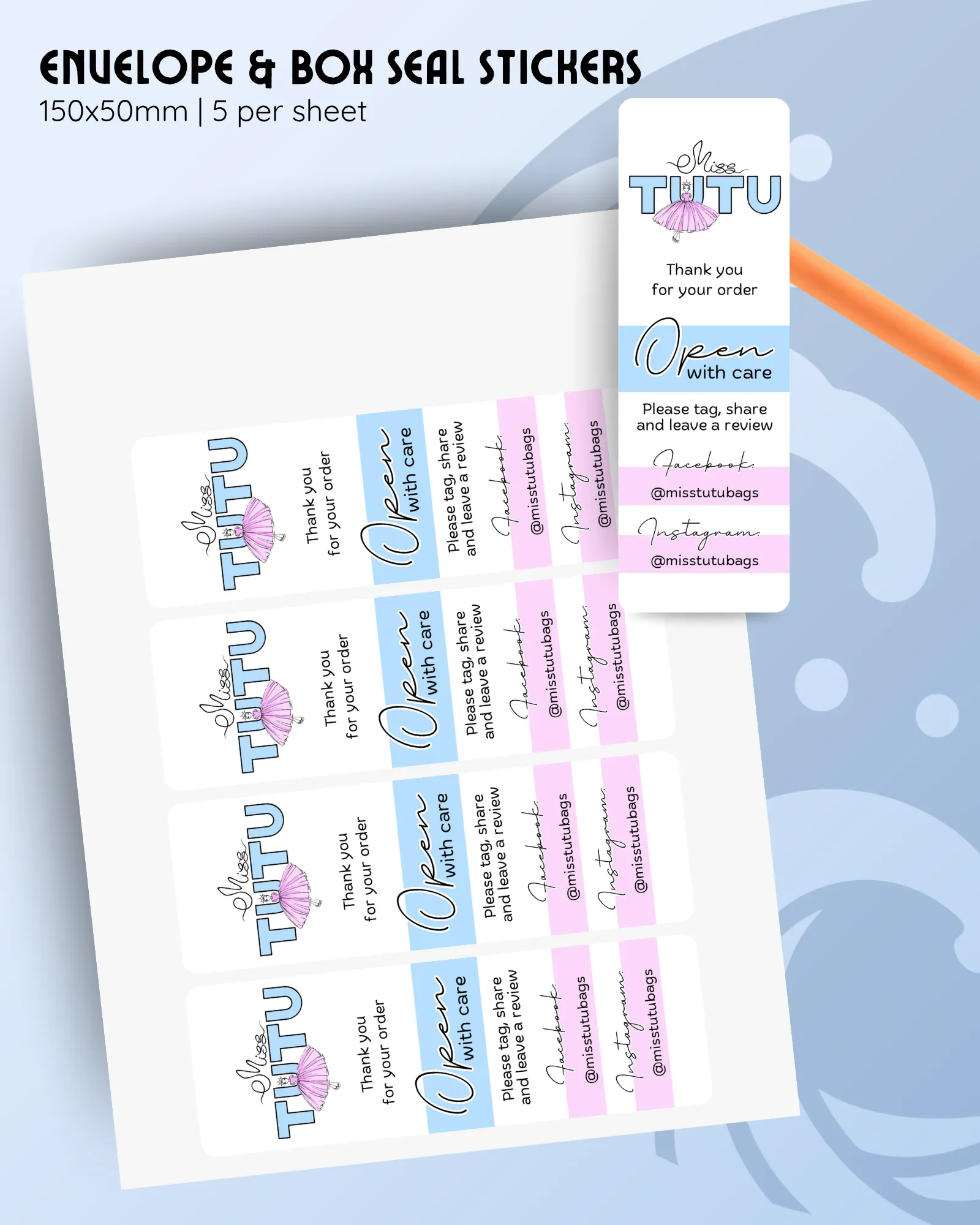 customisable envelope and box seal stickers.