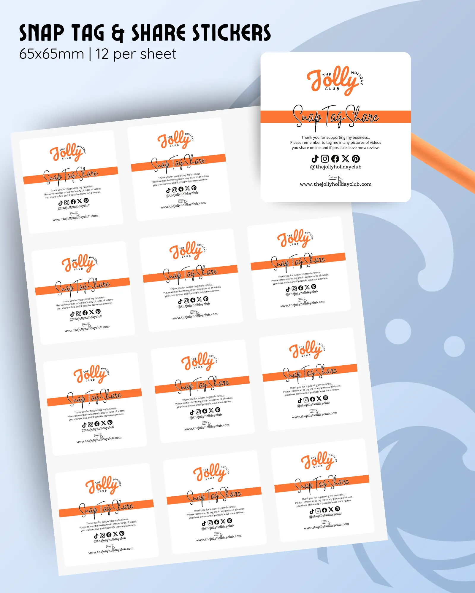 customisable snap tag and share stickers.