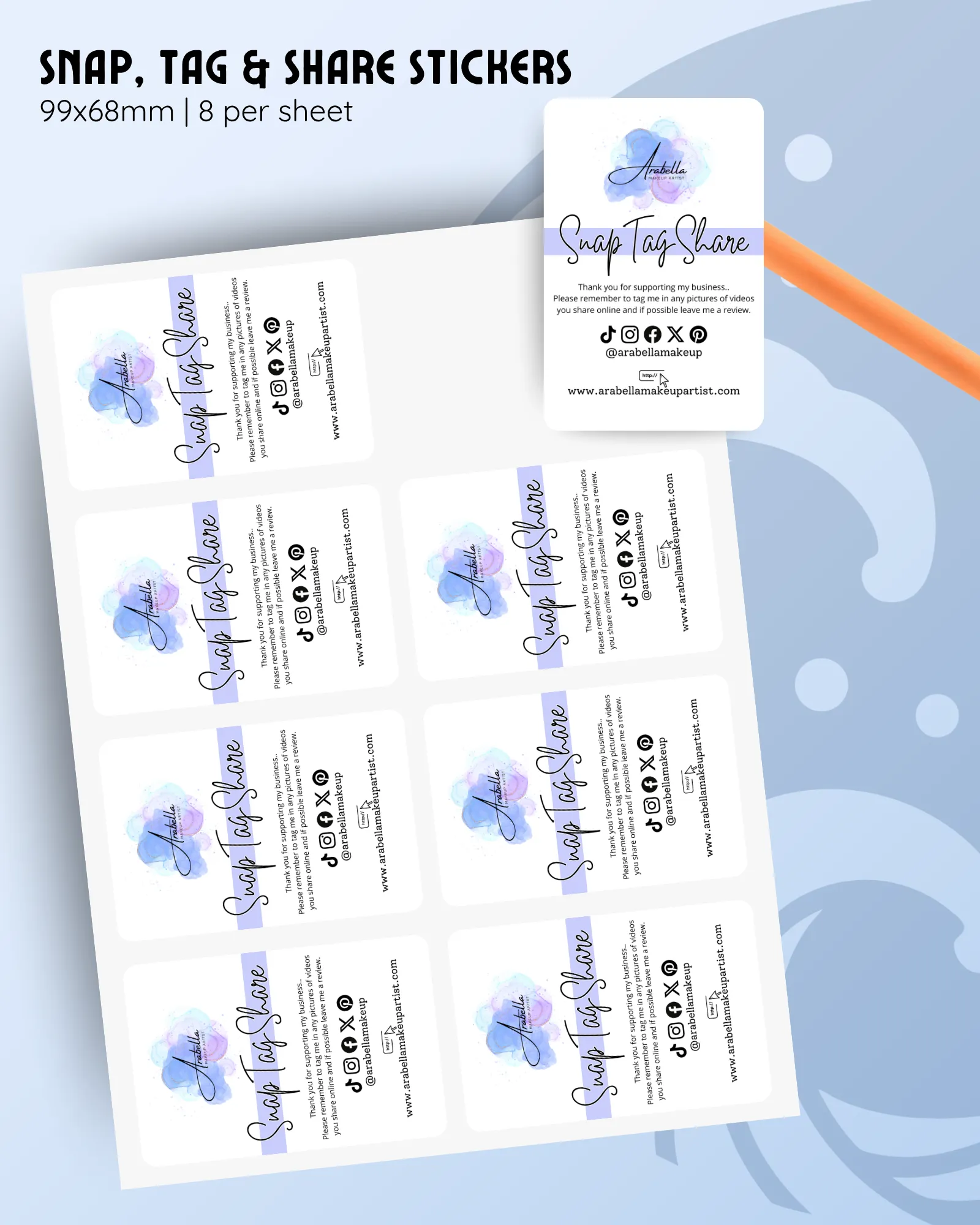 customisable snap tag and share stickers.