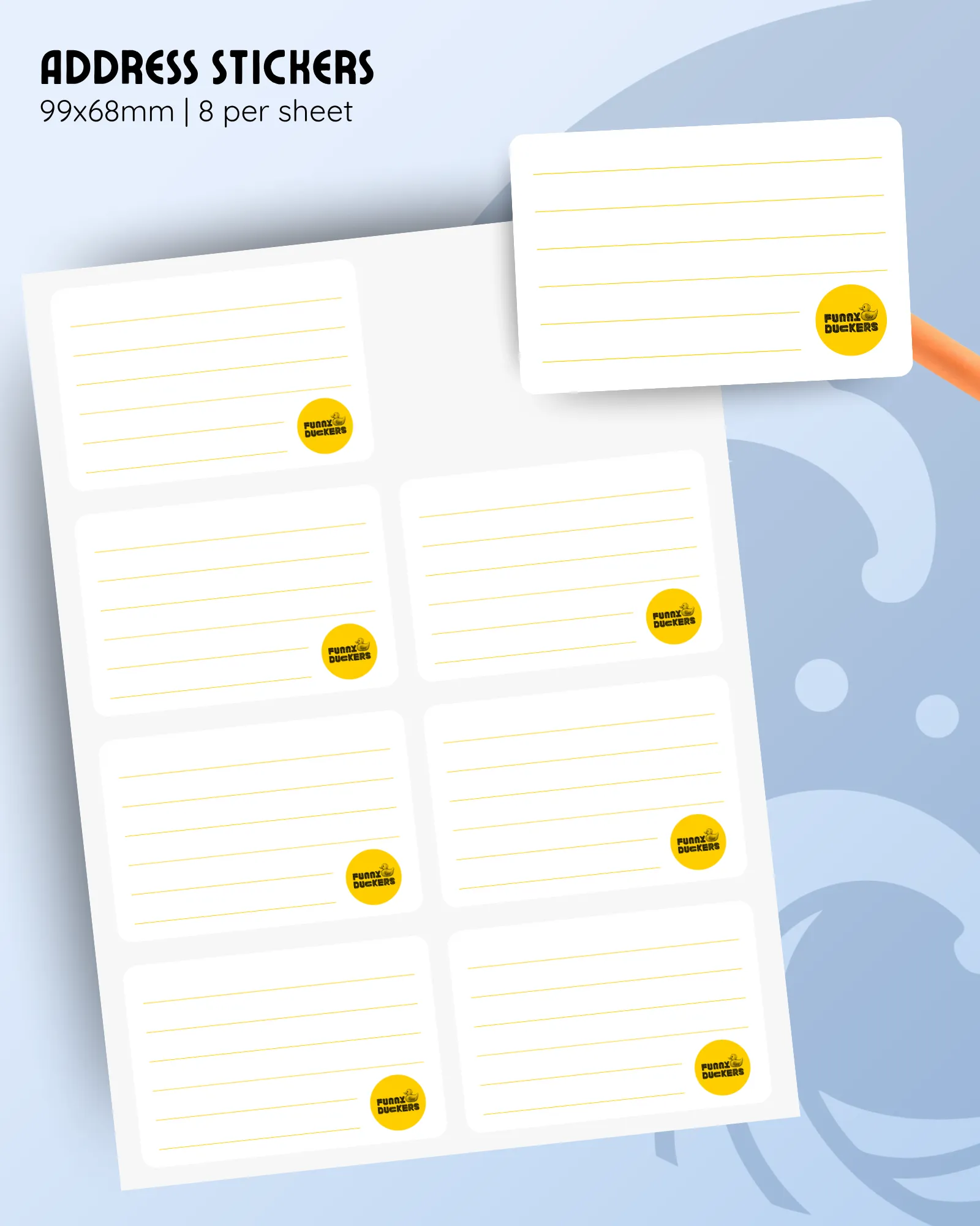 customisable address stickers.