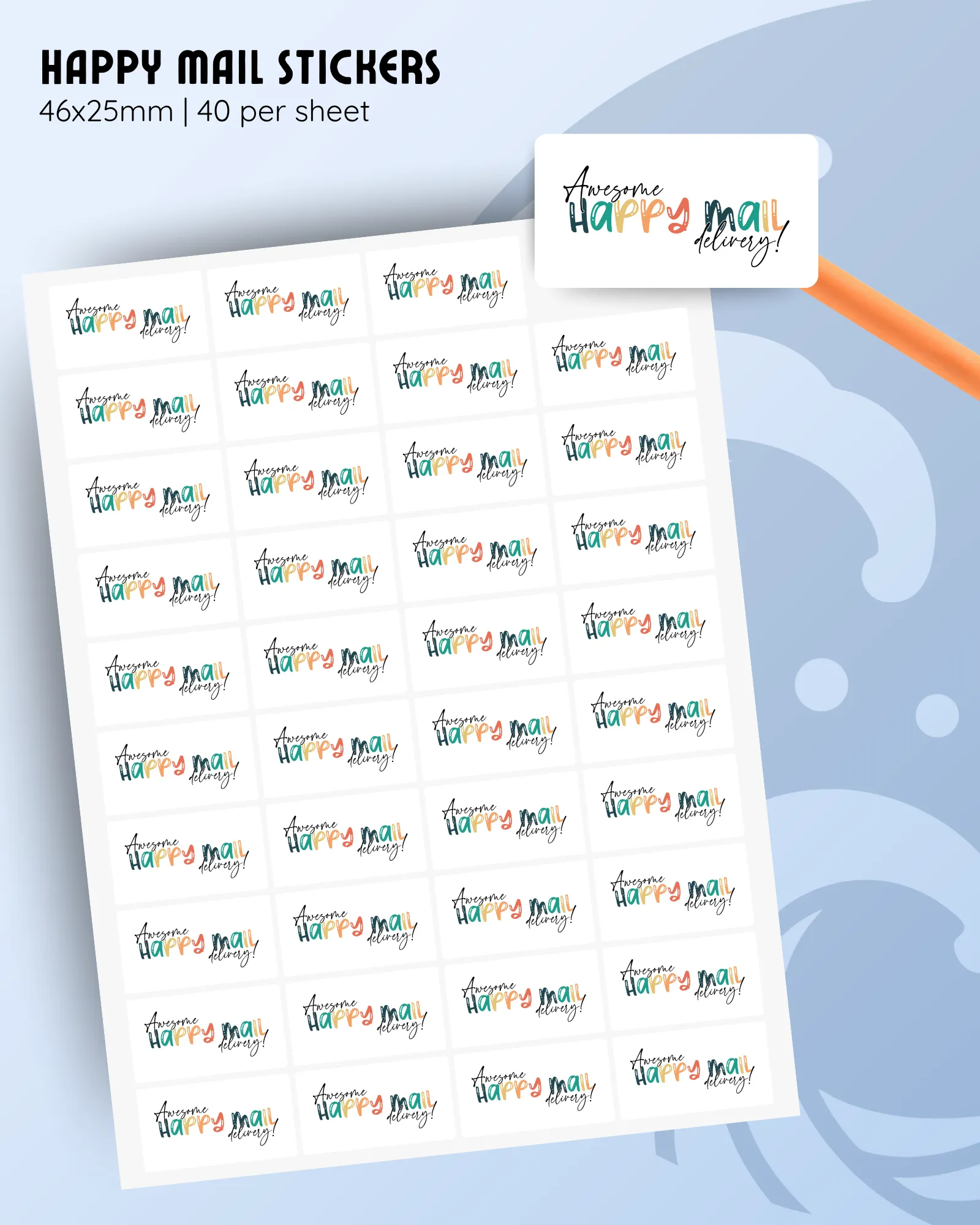 awesome happy mail delivery sticker design on rectangle sticker sheets