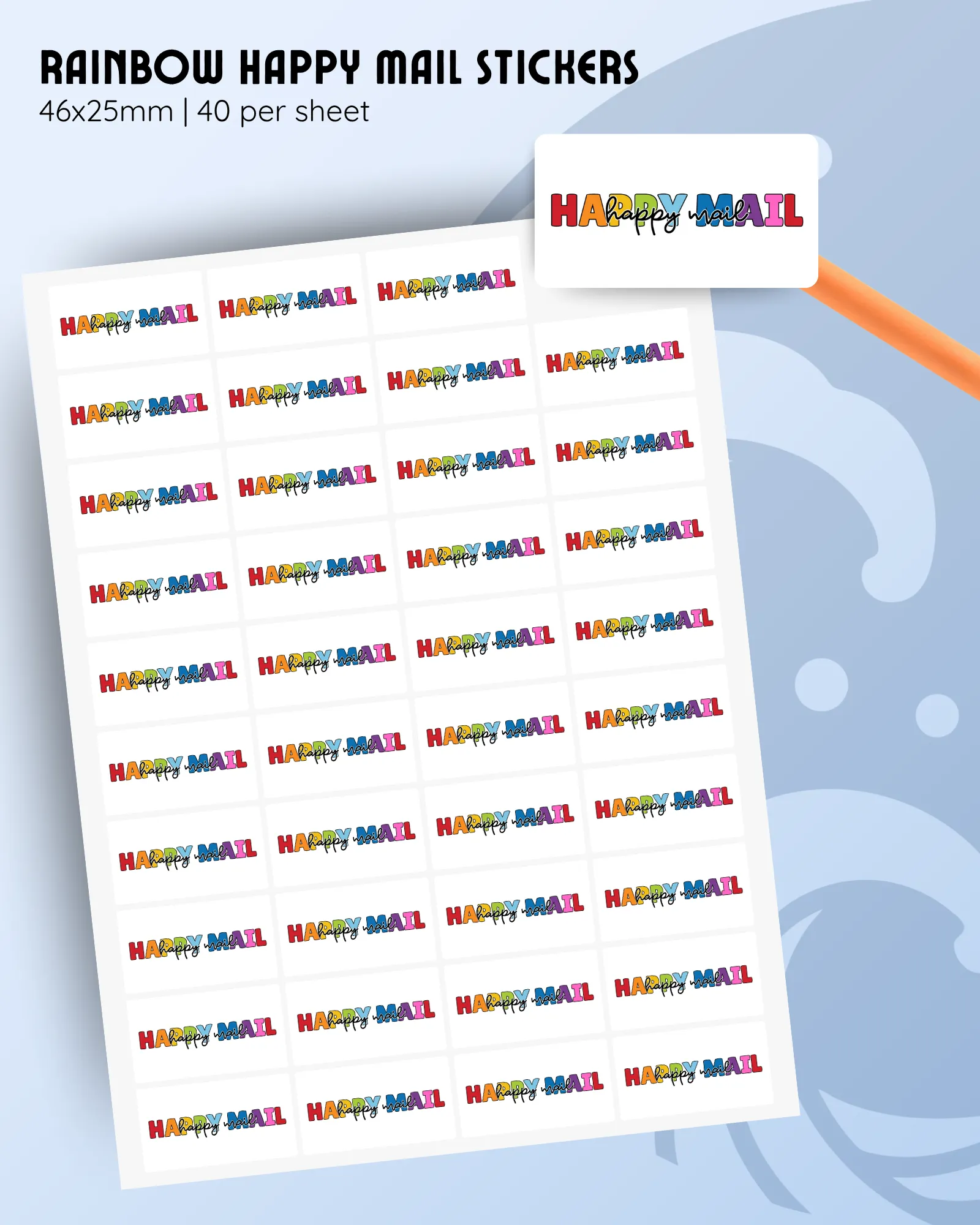 rainbow happy mail sticker sheets