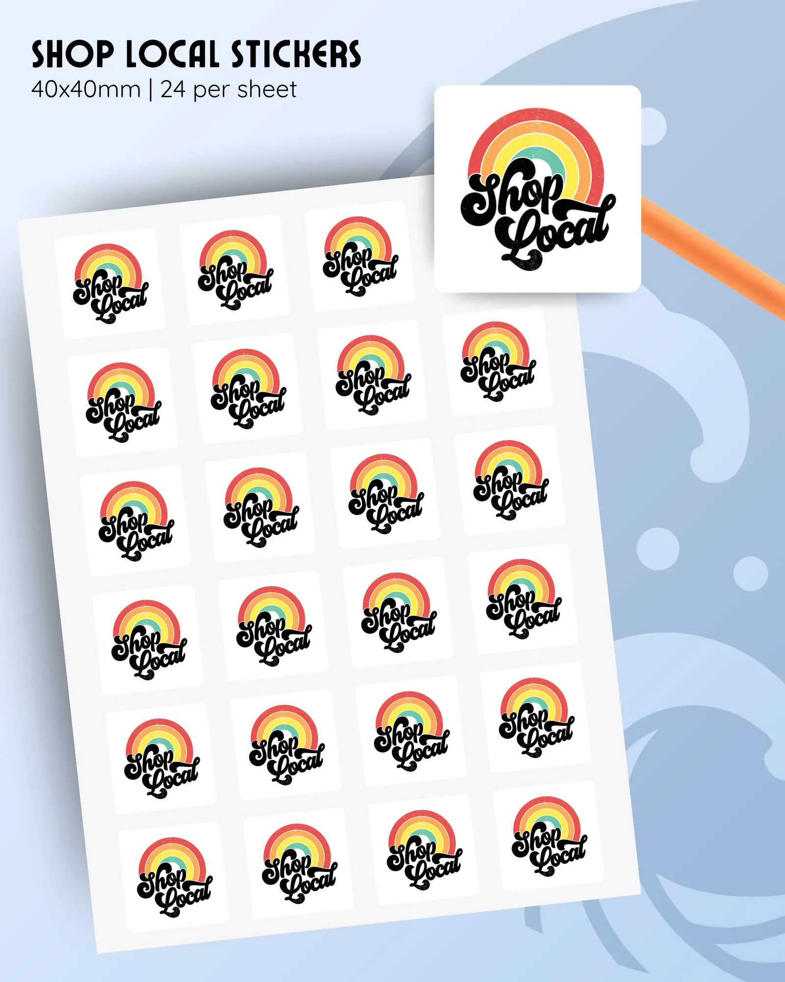 rainbow shop local sticker sheets