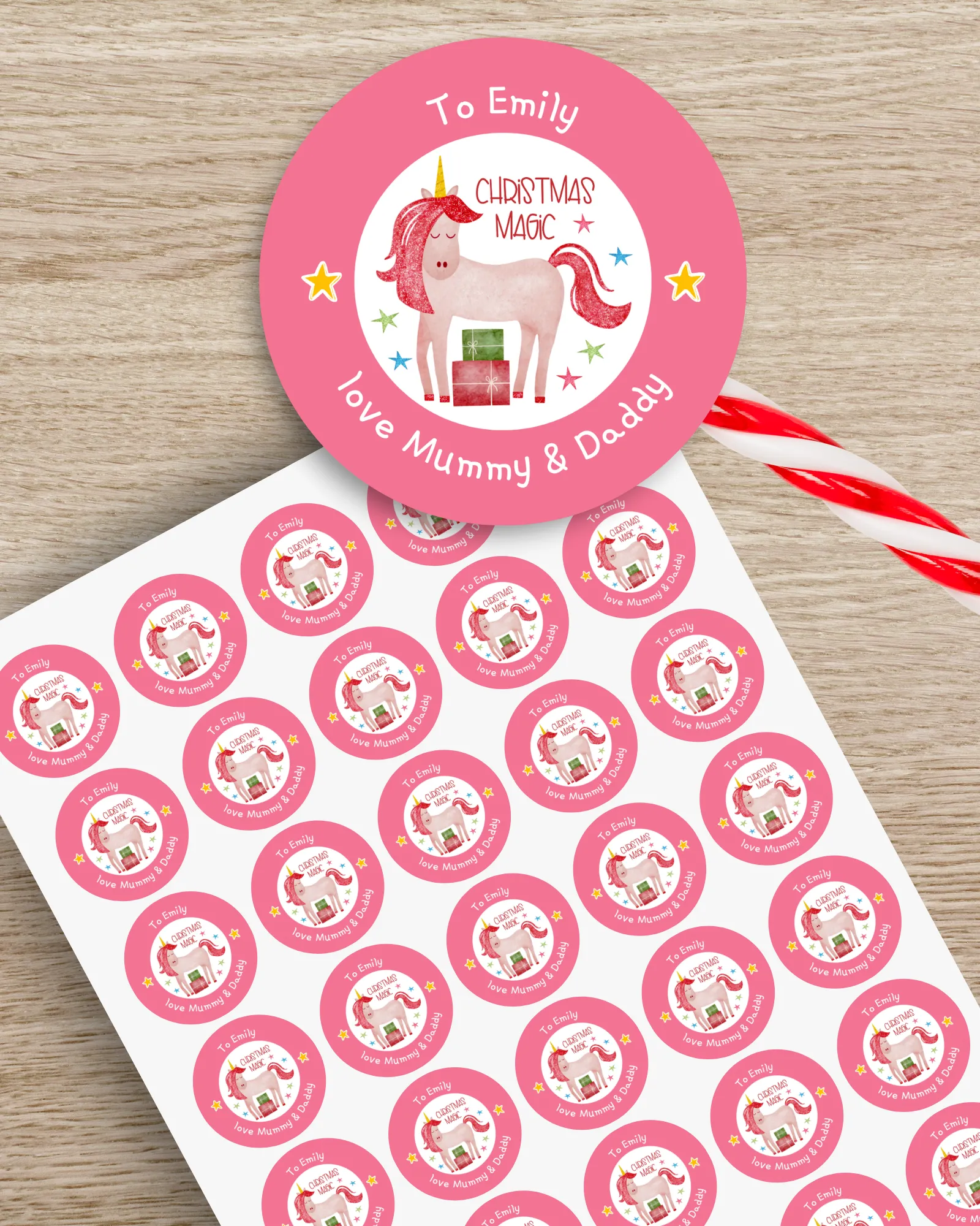Personalised Christmas Gift Stickers - Unicorn