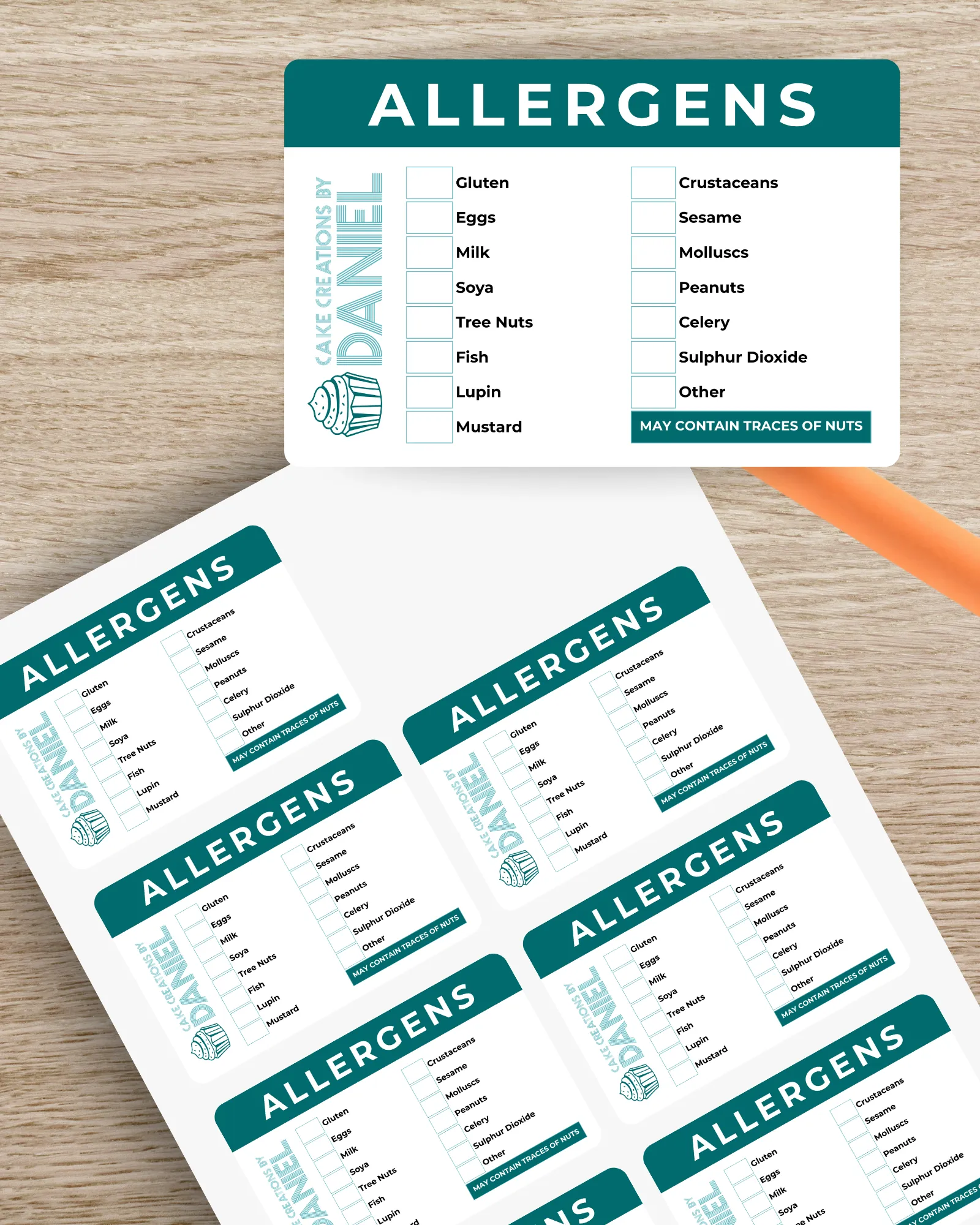 Custom Allergen Sticker Sheets