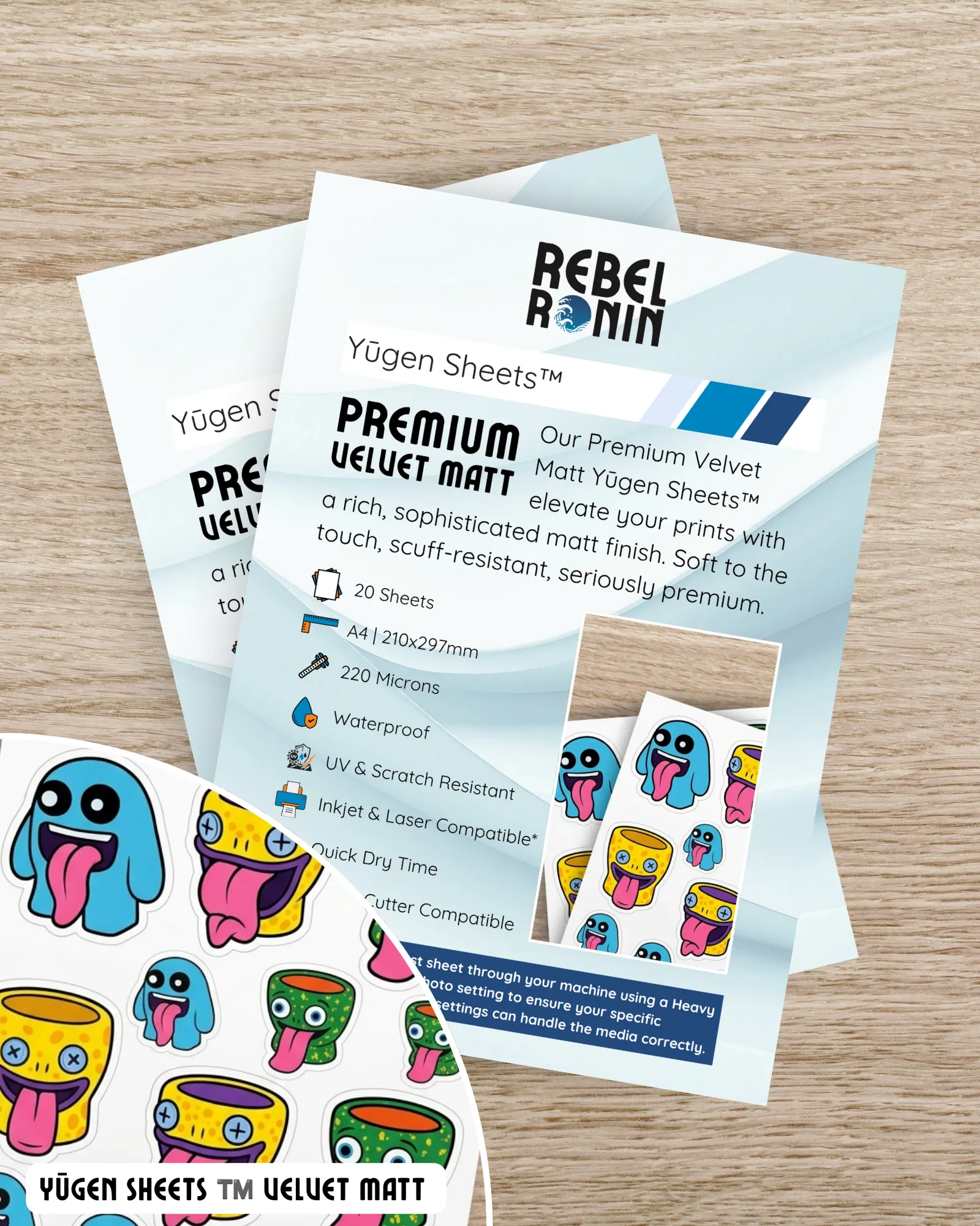 Velvet Matt A4 Printable Adhesive Yūgen Sheets™